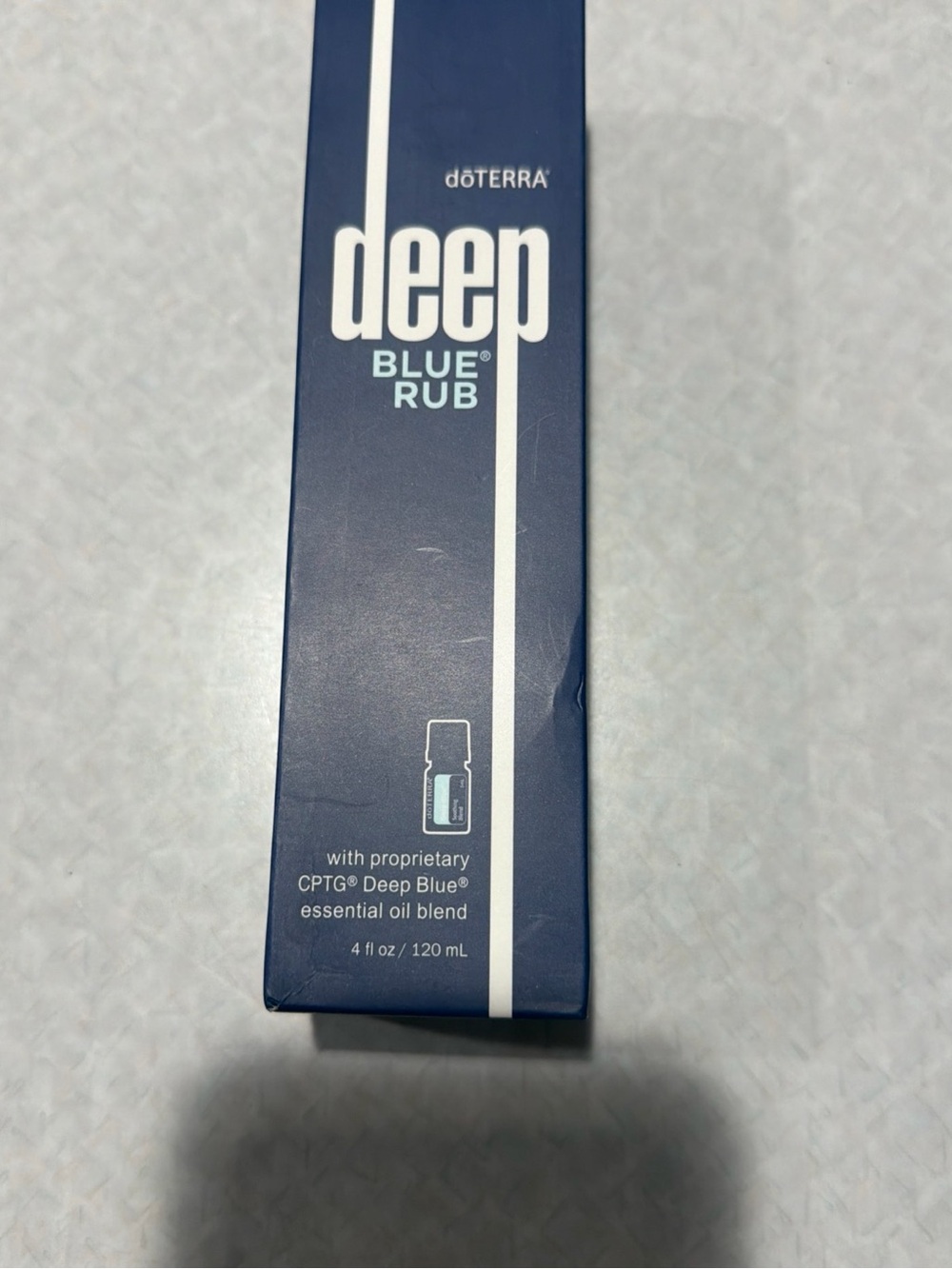 Doterra Deep Blue Rub in Navy and White Packaging 4 oz exp 02/2027